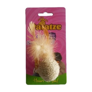 Jucarie pentru pisici, Paiatze, Cat Sisal, Minge Pene, W5613