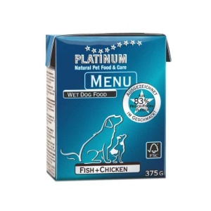 Hrana umeda caini, Platinum, Menu Fish & Chicken, 375g