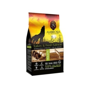 Hrana uscata pentru caini, Ambrosia Grain Free, Senior Light Sterilised, Curcan si Somon, 12 Kg