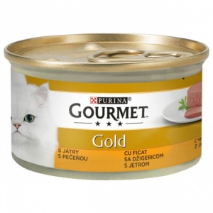 Hrana umeda pentru pisici, Gourmet Gold, Mousse cu Ficat, 24 x 85g