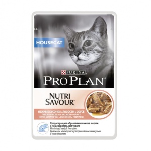 Hrana umeda pentru pisici, Pro Plan, Housecat Nutrisavour, Somon in Sos, 24 x 85 g