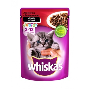 Hrana umeda pentru pisici, Whiskas Junior, Vita in Sos, 100G