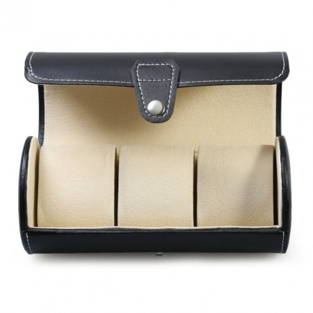 Pachet cutie caseta depozitare si transport pentru 3 ceasuri negru + ceas barbatesc elegant DEEP RED