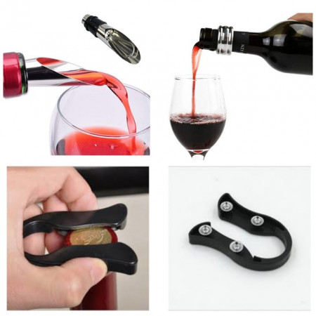 Pachet geanta tip cufar pentru vin, model Vintage cu maner si accesorii incluse + sonerie receptie amuzanta ”Ring for SEX”