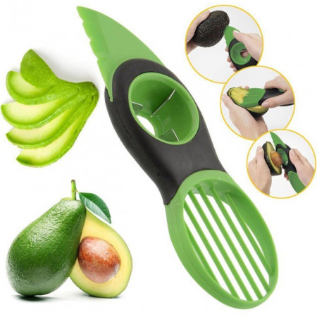 Pachet Termometru digital cu sonda pentru bucatarie, lichide, alimente, lactate, prajituri, ceara, etc. -50° C - +300° C + Cutit special Pufo 3 in 1 pentru curatat si feliat avocado