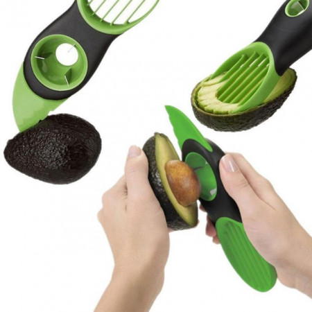 Pachet Termometru digital cu sonda pentru bucatarie, lichide, alimente, lactate, prajituri, ceara, etc. -50° C - +300° C + Cutit special Pufo 3 in 1 pentru curatat si feliat avocado