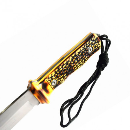 Cutit de vanatoare Full Tang 33 cm, maner imitatie corn cerb + teaca