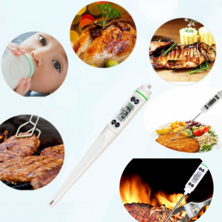 Termometru digital cu sonda pentru bucatarie, lichide, alimente, carne, lactate, prajituri, ceara etc. -50° C - +350° C, model PREMIUM, alb