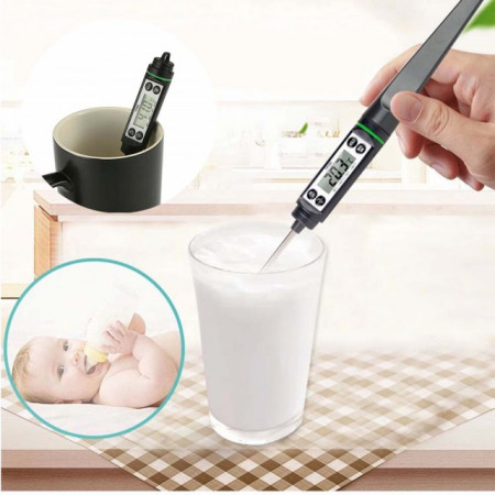 Termometru digital cu sonda pentru bucatarie, lichide, alimente, carne, lactate, prajituri, ceara etc. -50° C - +350° C, model PREMIUM, negru