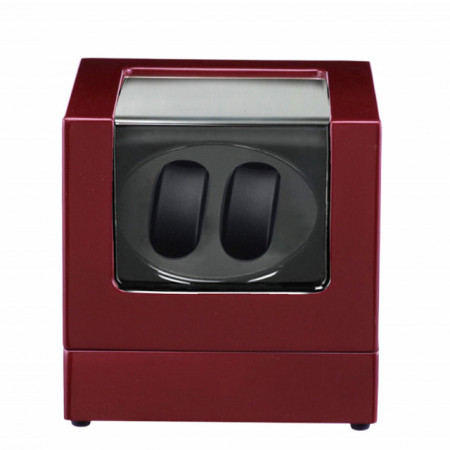 Cutie caseta Pufo Premium de prezentare si de intors ceasuri automatice, 2 locuri, interior negru, bordo
