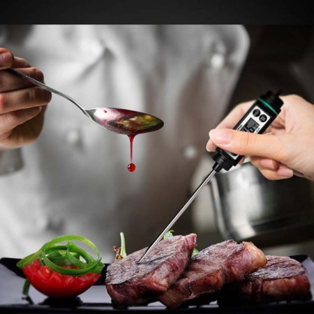 Termometru digital cu sonda pentru bucatarie, lichide, alimente, carne, lactate, prajituri, ceara etc. -50° C - +350° C, model PREMIUM, negru