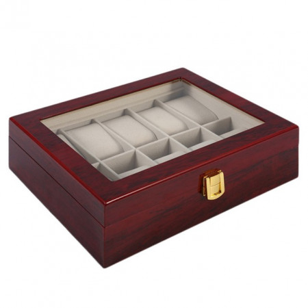 Cutie caseta din lemn pentru depozitare si organizare 10 ceasuri, model Premium