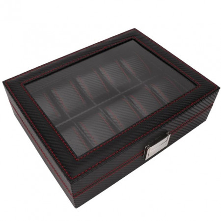 Cutie caseta pentru depozitare si organizare 10 ceasuri, model Pufo Glossy Royal