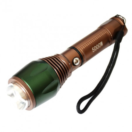 Pachet lanterna metalica 3W CREE LED, acumulator LiIon 18650 (6800 mAh) + cutit briceag Butterfly 22.5 cm, insertii lemn