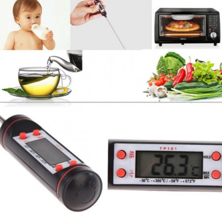 Pachet Termometru digital cu sonda pentru bucatarie, lichide, alimente, lactate, prajituri + Set nou nascuti 0-3 luni 100% bumbac din 5 piese