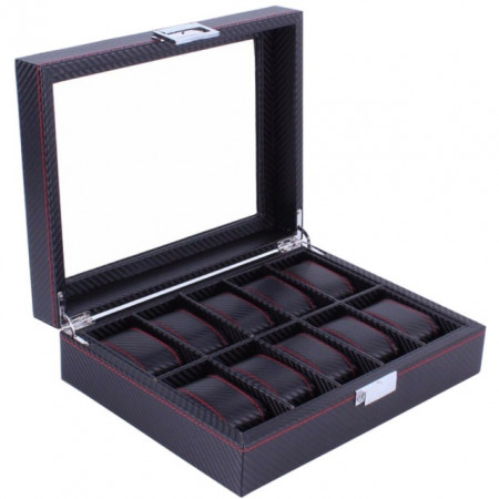 Cutie caseta pentru depozitare si organizare 10 ceasuri, model Pufo Glossy Royal