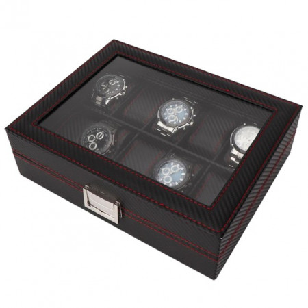 Cutie caseta pentru depozitare si organizare 10 ceasuri, model Pufo Glossy Royal