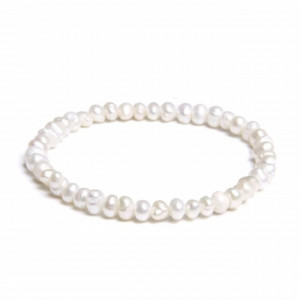 Bratara perle naturale de cultura albe, model Shape pearl