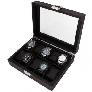 Cutie caseta pentru depozitare si organizare 10 ceasuri, model Pufo Glossy Royal
