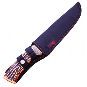 Cutit de vanatoare 30,5 cm, maner imitatie corn cerb, design deosebit + teaca