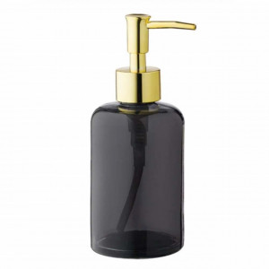 Dispenser din sticla Pufo Elegance Gold pentru sapun lichid, 17 cm, negru