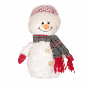 Mascota opritor usa textil Pufo, model Omul de zapada imbujorat