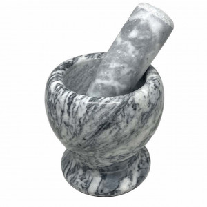 Mojar Pufo cu pistil din piatra, 14 cm, 2.5 kg, gri