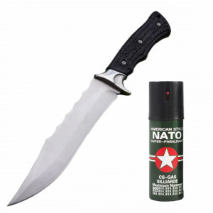 Pachet cutit de vanatoare 32 cm + spray iritant lacrimogen autoaparare