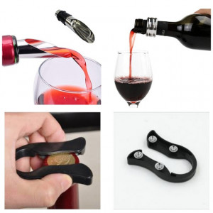 Pachet geanta tip cufar pentru vin, model Vintage cu maner si accesorii incluse + sonerie receptie amuzanta ”Ring for SEX”
