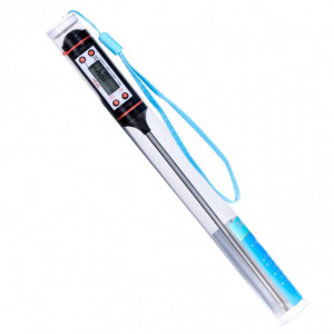 Pachet termometru digital cu sonda pentru bucatarie, lichide, alimente, lactate, prajituri, ceara, etc. -50° C - +300° C + Aprinzator reglabil si reincarcabil pentru aragaz tip bricheta, albastru