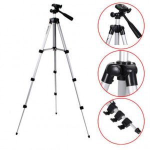 Pachet Trepied foto telescopic Weifeng WT-3110A universal 35-102 cm, husa inclusa + Trepied flexibil cu suport pentru telefon mobil sau aparat foto, Pufo