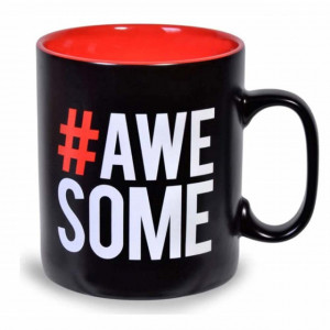 Cana uriasa ceramica Awesome, neagra, 550ml, Pufo