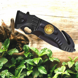 Cutit briceag tactic 23 cm, model Army Style - Black Marine, cu sistem de taiat centura si varf pentru spart geamuri