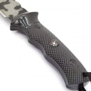 Cutit de vanatoare 32 cm Full Tang, model Black Legion Style, maner ergonomic, teaca inclusa
