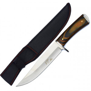 Cutit de vanatoare FULL TANG 31 cm, teaca material textil, model White Wolf