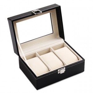 Pachet cutie caseta eleganta depozitare cu compartimente pentru 3 ceasuri + 1 ceas barbatesc elegant SLIM SUITS STYLE albastru