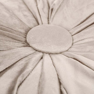 Perna decorativa rotunda Pufo din catifea cu buton, model Attraction velvet, pentru canapea, pat, fotoliu, bej