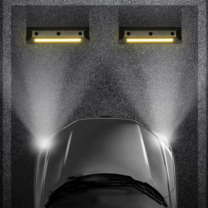Piedica blocare roata Pufo pentru parcare auto cu suprafata reflectorizanta, stop opritor de 48 cm, negru