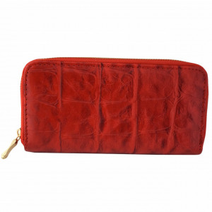 Portofel elegant de dama cu fermoar design caramida, rosu