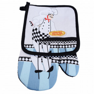 Set manusa de bucatarie Pufo Chef of Cuisine pentru gratar sau cuptor si suport pentru vase fierbinti
