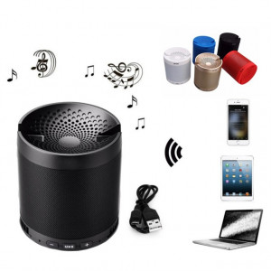 Boxa portabila Bluetooth Wireless, USB, TF Card, port auxiliar si suport pentru telefonul mobil, negru