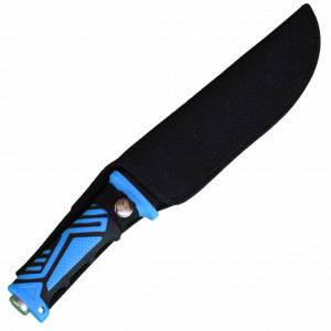 Cutit de vanatoare 32 cm, maner ergonomic, teaca inclusa, negru cu albastru