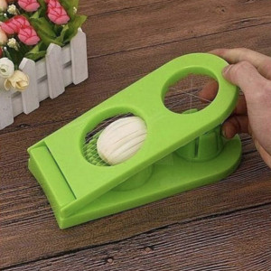 Dispozitiv manual Pufo pentru feliat oua fierte, mozzarella sau ciuperci, cu doua forme, verde, 20 cm