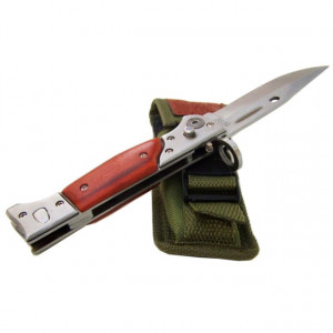 Pachet cutit briceag inscriptionat AK-47 CCCP 27 cm, husa camuflaj din material textil + prastie metalica de buzunar cu cauciuc natural, latex, rezistent