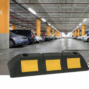 Piedica blocare roata Pufo pentru parcare auto cu suprafata reflectorizanta, stop opritor de 48 cm, negru