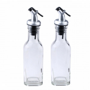 Set 2 recipiente Pufo din sticla pentru ulei si otet, 180 ml