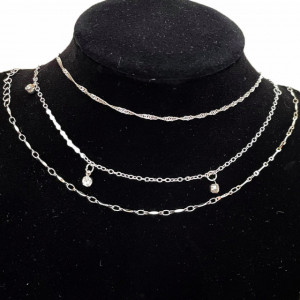 Set 3 bratari pentru glezna, model Shine Silver, argintiu