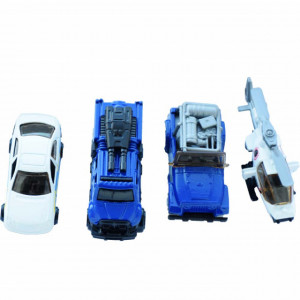 Set 4 masinute metalice si vehicule de politie, Pufo, 1:64