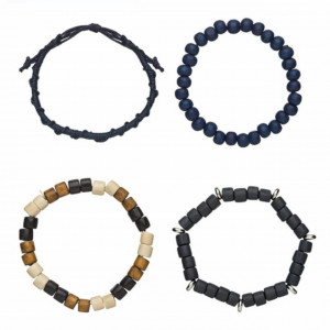 Set bratari Pufo Colour din margele, pentru barbati, 4 bucati