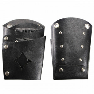 Borseta umar pentru ustensile frizerie, stilist, coafor, cosmetica, model cu stea si capse, negru